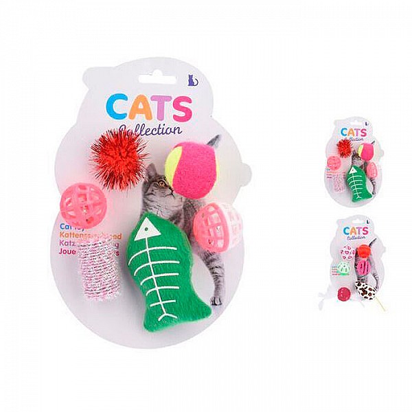 Набор игрушек для кота Мышки 504362 текстиль/пластмасса в ассортименте 6 шт