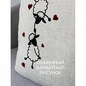 Подушка декоративная Matex Love Story Line Овечки 29-557 40*40*15 см молочный черный. Изображение - 3