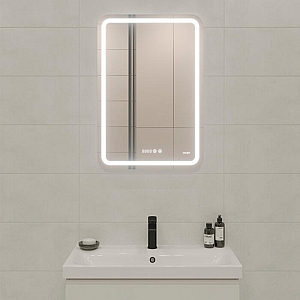 Зеркало Cersanit Led 050 Design Pro KN-LU-LED050*55-p-Os с подсветкой с антизапотиванием и часами 550*800 мм. Изображение - 1