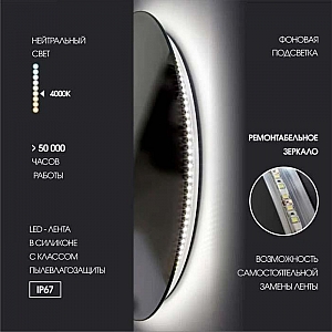 Зеркало Алмаз-Люкс ЗП-165 с подсветкой 1400*700 мм. Изображение - 3