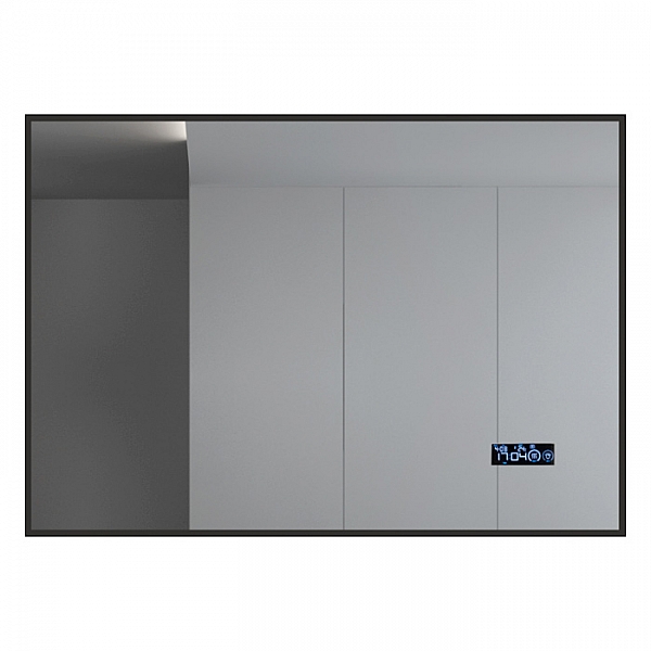 Зеркало Алмаз-Люкс Delhi Black 9070 mh-6 с подсветкой, часами, термометром и антизапотеванием