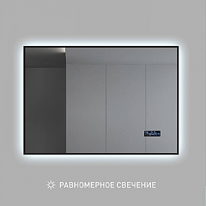 Зеркало Алмаз-Люкс Delhi Black 9070 mh-6 с подсветкой, часами, термометром и антизапотеванием. Изображение - 2