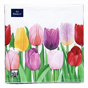 Салфетки декоративные Bouquet Art Море тюльпанов 57265 33*33 см 3 слоя 20 шт