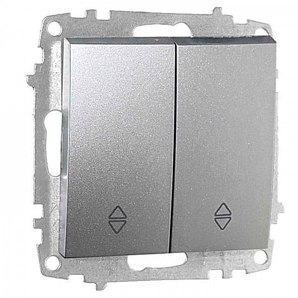 Выключатель проходной EL-BI Zena-Vega 609-011000-211 2 клавиши серебро