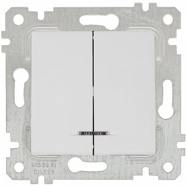 Выключатель Mutlusan Rita 2200 426 0101 2 клавиши с подсветкой белый