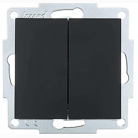Выключатель Lezard Vesna 742-4288-101 2 клавиши чёрный бархат