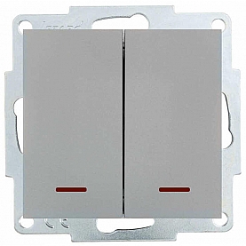 Выключатель Lezard Vesna 742-3588-112 2 клавиши с подсветкой платина