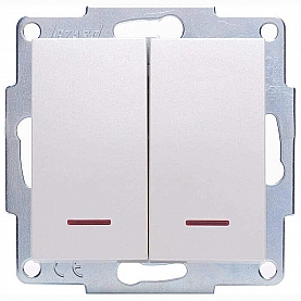 Выключатель Lezard Vesna 742-3088-112 2 клавиши с подсветкой жемчужно-белый перламутр