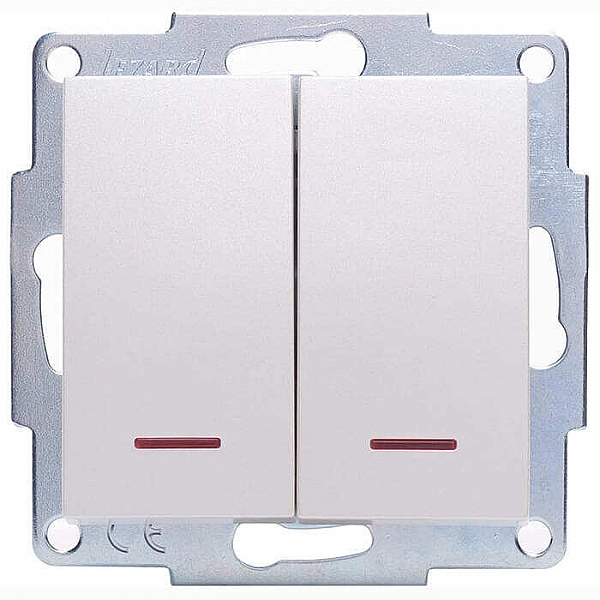 Выключатель Lezard Vesna 742-3088-112 2 клавиши с подсветкой жемчужно-белый перламутр