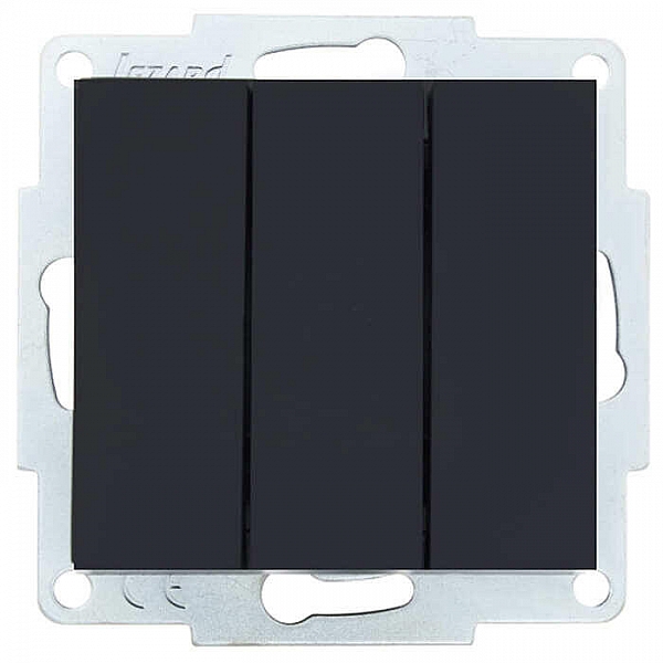 Выключатель Lezard Vesna 742-4288-109 3 клавиши чёрный бархат