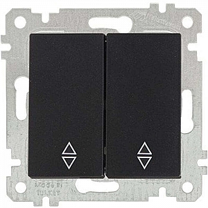 Выключатель проходной Mutlusan Rita 2200 404 0184 2 клавиши черный мат