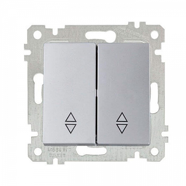 Выключатель проходной Mutlusan Rita 2200 404 0182 2 клавиши нержавеющая сталь