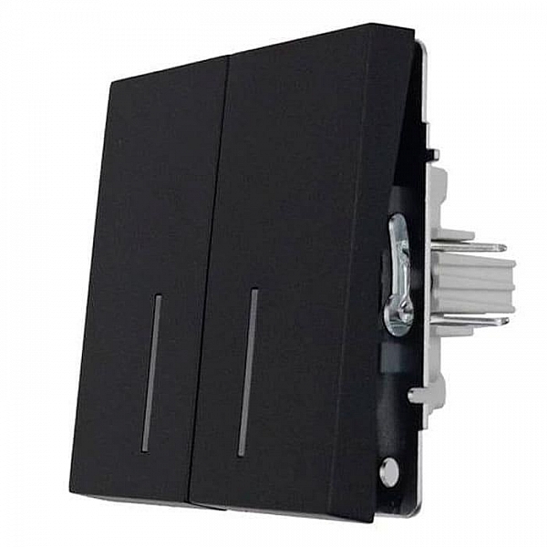 Выключатель Lezard Zima 704-4288-112QC 2 клавиши безвинтовой с подсветкой черный бархат