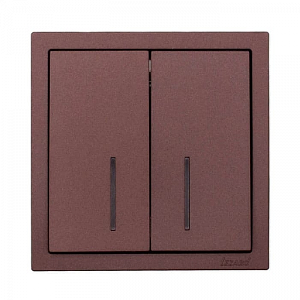 Выключатель Lezard Zima 704-7388-112QC 2 клавиши безвинтовой с подсветкой шоколад