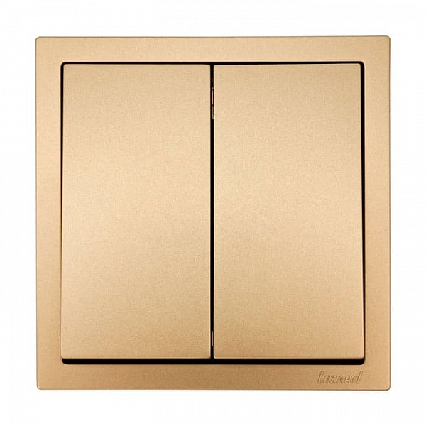 Выключатель Lezard Zima 704-3688-101QC 2 клавиши безвинтовой золото