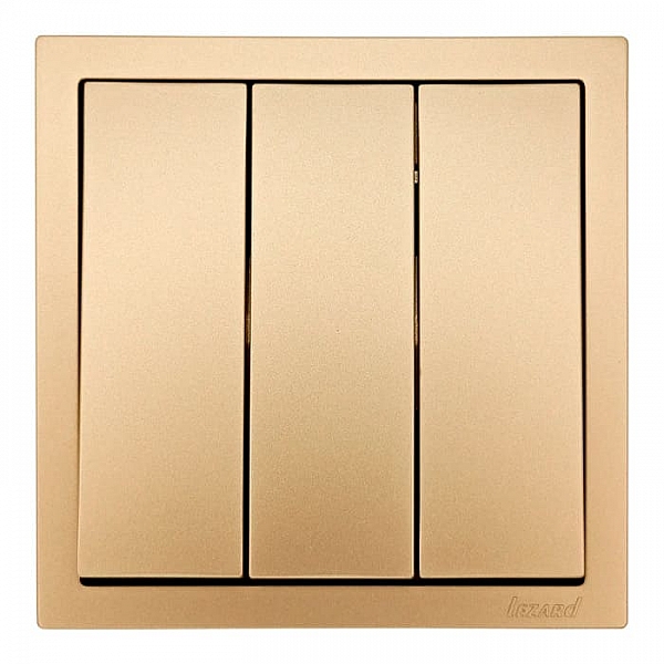 Выключатель Lezard Zima 704-3688-109QC 3 клавиши безвинтовой золото