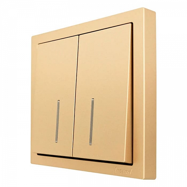 Выключатель Lezard Zima 704-3688-112QC 2 клавиши безвинтовой золото