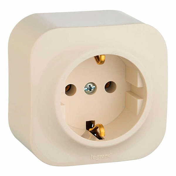 Розетка Legrand Quteo 782241 2K+З с заземлением слоновая кость
