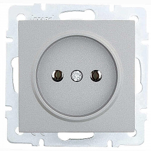 Розетка Lezard Vesna 742-3588-121B 1 место без заземления ПБТ платина