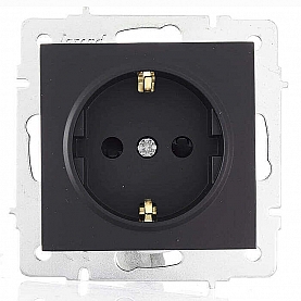 Розетка Lezard Vesna 742-4288-124B 1 место с заземлением с защитой от детей ПБТ чёрный бархат