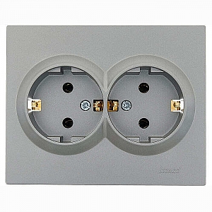 Розетка Lezard Vesna 742-3500-127B 2 места с заземлением ПБТ платина