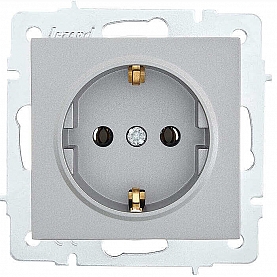 Розетка Lezard Vesna 742-3588-122B 1 место с заземлением ПБТ платина