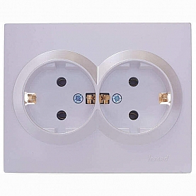 Розетка Lezard Vesna 742-3000-127B 2 места с заземлением ПБТ жемчужно-белый перламутр