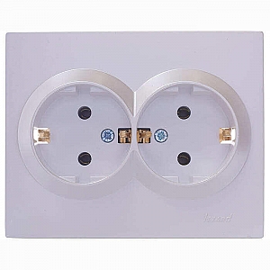 Розетка Lezard Vesna 742-3000-127B 2 места с заземлением ПБТ жемчужно-белый перламутр