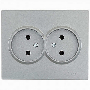 Розетка Lezard Vesna 742-3500-128B 2 места без заземления ПБТ платина