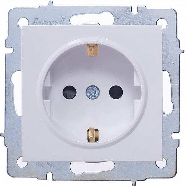 Розетка Lezard Vesna 742-0288-124B 1 место с заземлением с защитой от детей ПБТ белая
