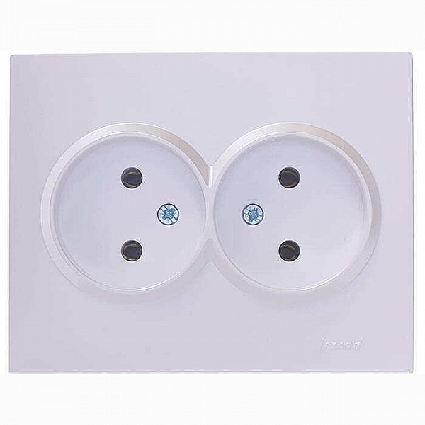 Розетка Lezard Vesna 742-3000-128B 2 места без заземления ПБТ жемчужно-белый перламутр