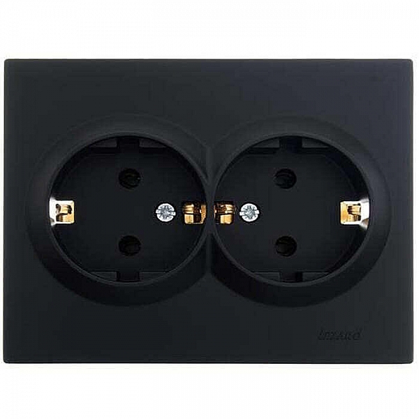 Розетка Lezard Vesna 742-4200-127B 2 места с заземлением ПБТ чёрный бархат