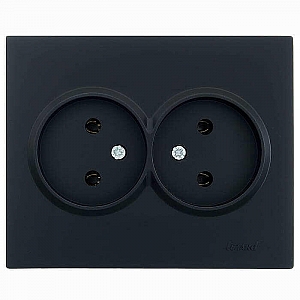 Розетка Lezard Vesna 742-4200-128B 2 места без заземения ПБТ чёрный бархат