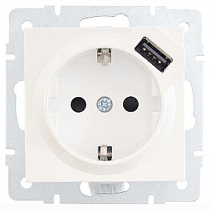 Розетка комбинированная Lezard Vesna 742-3088-181 1 место с заземлением с USB жемчужно-белый перламутр