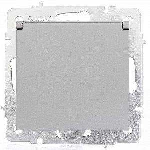 Розетка Lezard Vesna 742-3588-123B 1 место с заземлением с крышкой ПБТ платина