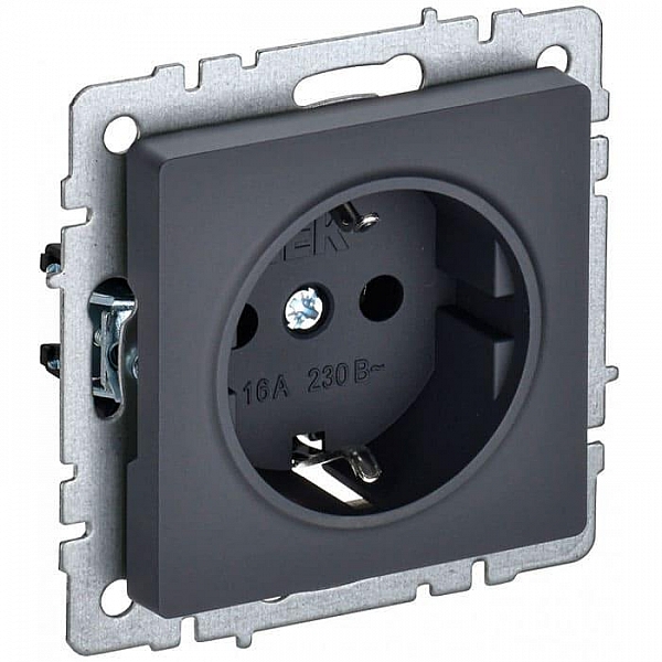 Розетка IEK Brite РС11-1-0-БрГ 1 место с заземлением графит
