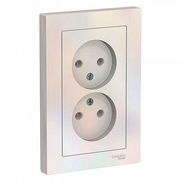 Розетка Systeme Electric AtlasDesign ATN000420 2 места без заземления жемчуг