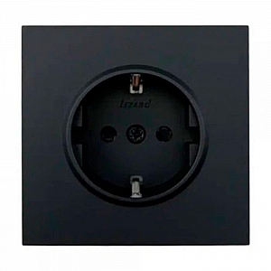 Розетка Lezard Zima 704-4288-124BQC 1 место безвинтовой с заземлением с защитой от детей ПБТ черный бархат