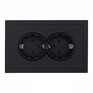 Розетка Lezard Zima 704-4200-128BQC 2 места безвинтовой без заземления ПБТ черный бархат