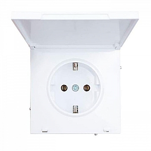 Розетка Lezard Zima 704-0288-123BQC 1 место безвинтовой с заземлением с крышкой ПБТ белая