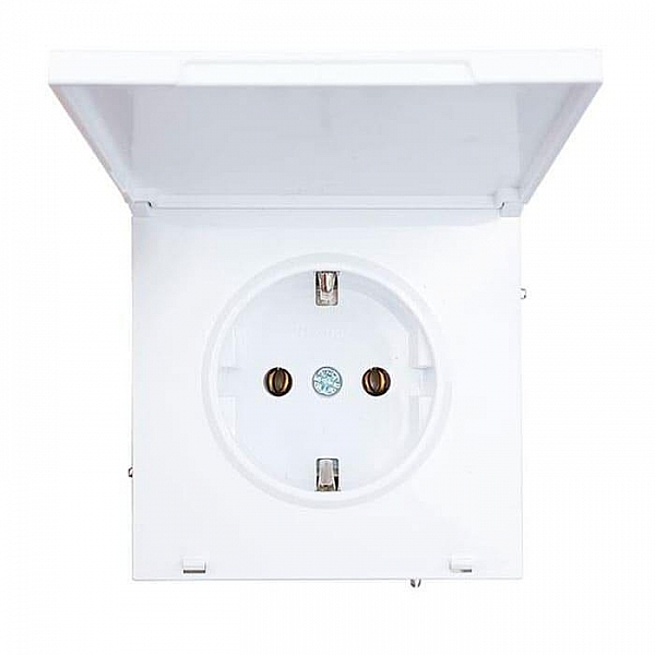 Розетка Lezard Zima 704-0288-123BQC 1 место безвинтовой с заземлением с крышкой ПБТ белая