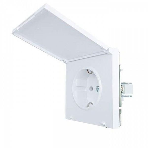 Розетка Lezard Zima 704-0288-123BQC 1 место безвинтовой с заземлением с крышкой ПБТ белая