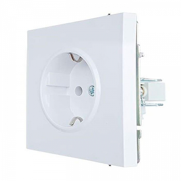 Розетка Lezard Zima 704-0288-124BQC 1 место безвинтовой с защитой от детей ПБТ белая