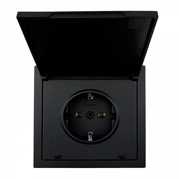 Розетка Lezard Zima 704-4288-123BQC 1 место безвинтовой с заземлением с крышкой ПБТ черный бархат