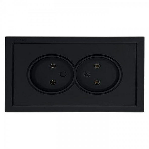 Розетка Lezard Zima 704-4200-127BQC 2 места безвинтовой c заземлением ПБТ черный бархат