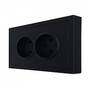 Розетка Lezard Zima 704-4200-127BQC 2 места безвинтовой c заземлением ПБТ черный бархат. Изображение - 1