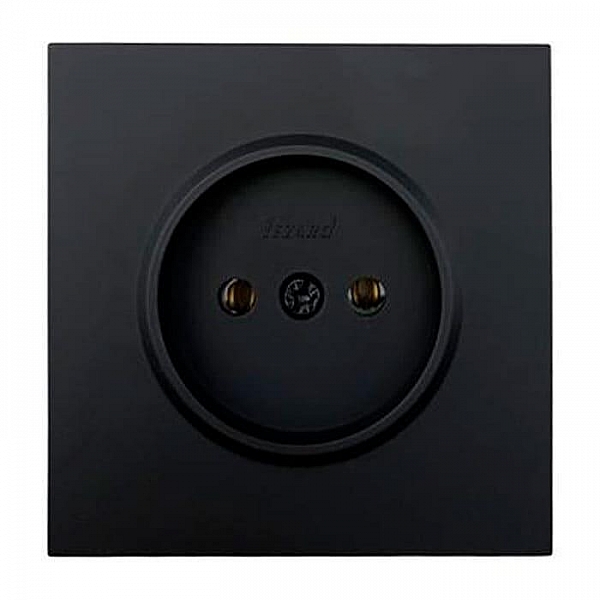Розетка Lezard Zima 704-4288-121BQC 1 место безвинтовой без заземления ПБТ  черный бархат