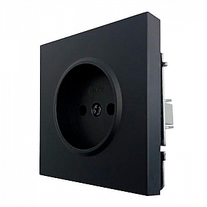 Розетка Lezard Zima 704-4288-121BQC 1 место безвинтовой без заземления ПБТ  черный бархат. Изображение - 1
