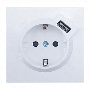 Розетка комбинированная Lezard Zima 704-0288-181 1 место с заземлением с USB белая