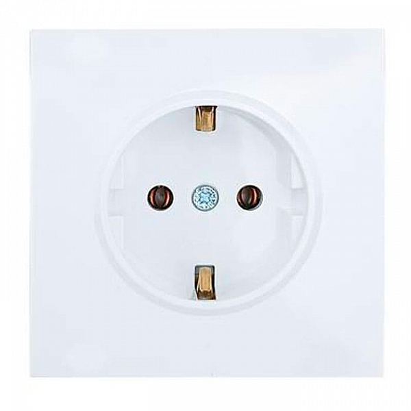 Розетка Lezard Zima 704-0288-122BQC 1 место безвинтовой с заземлением ПБТ белая